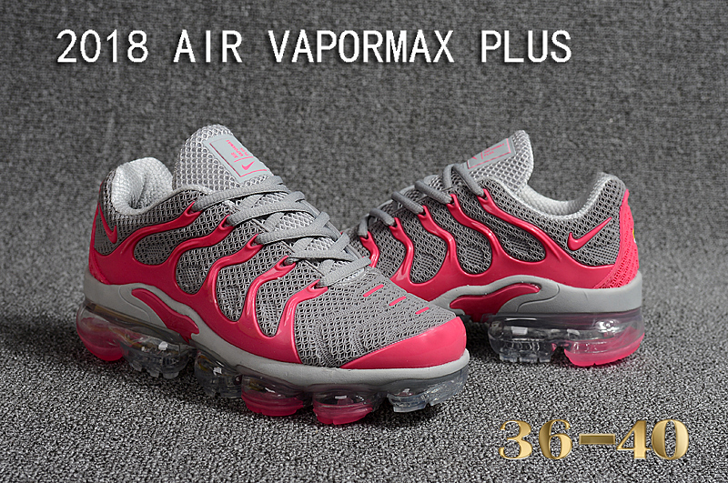 Women 2018 Nike Air VaporMax Plus Grey Pink Shoes - Click Image to Close